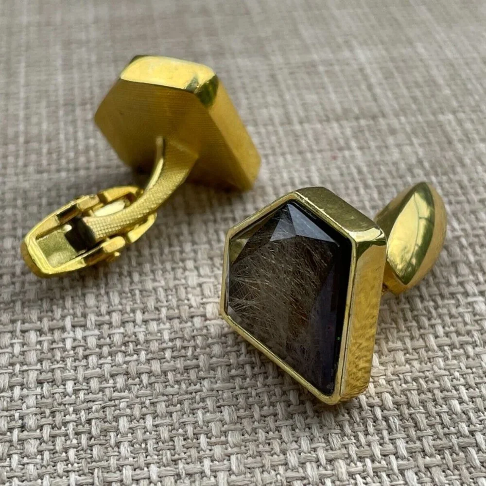 Men Cuff Links Gold Tone Faux Stone Fashion Men Jewelry Dress Shirt Cuff Link